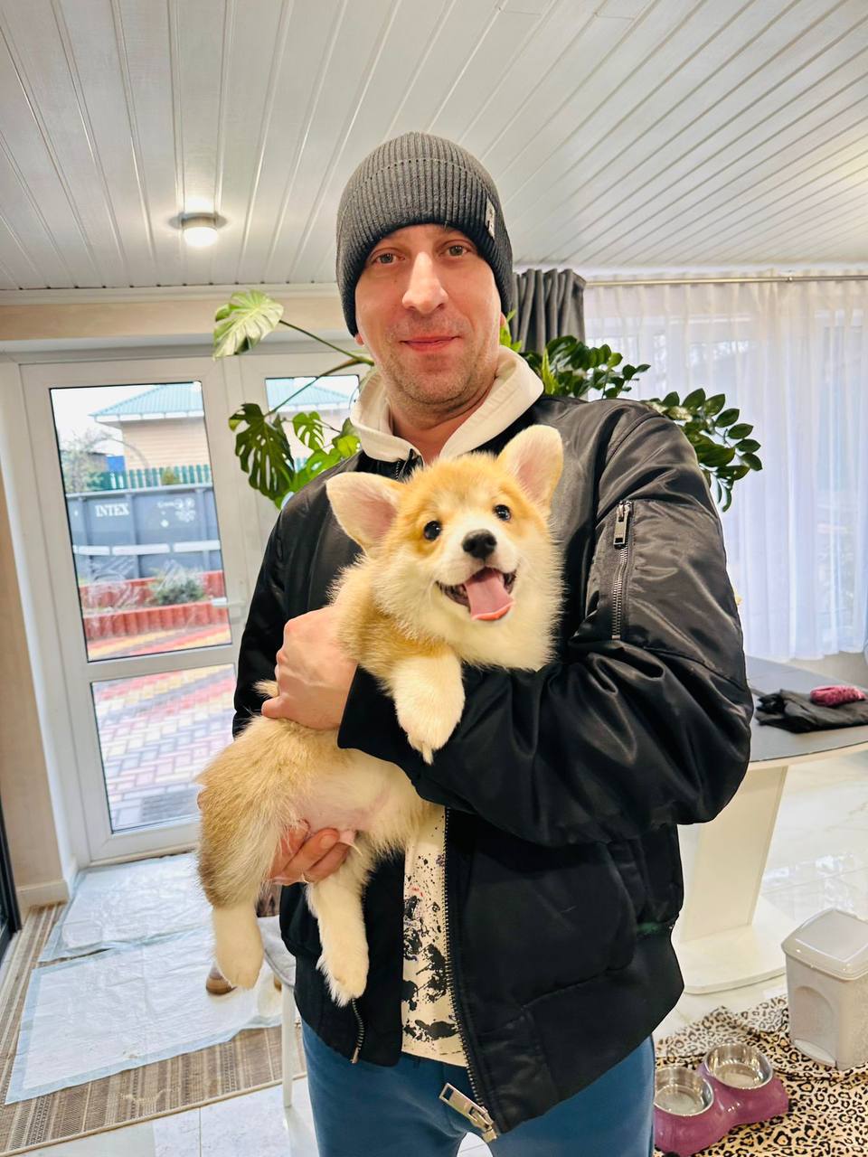 Susan Williams holding her Royal Coogies Corgi puppy